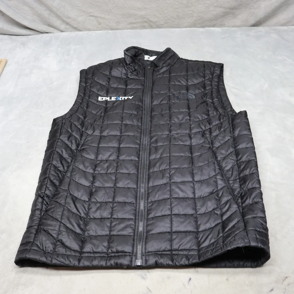 North Face Vest Mens Small Black Thermoball Eco Light Pack Quilted Puffer LOGO